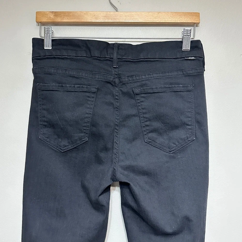 MOTHER Looker‎ Ankle Fray Jeans Black Guilty as Sin Women's Size 29 Distressed